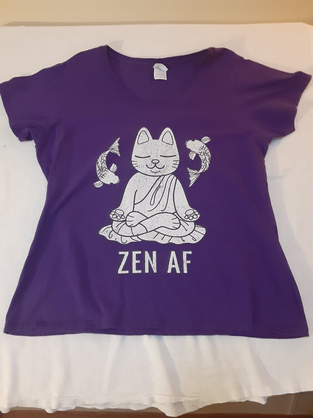 Port & Company Zen AF Purple Meditating Cat Yoga Graphic Tee Shirt XXL